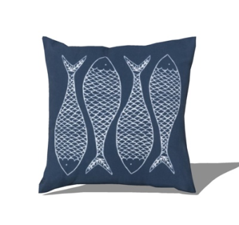 现代布艺鲤鱼抱枕su模型