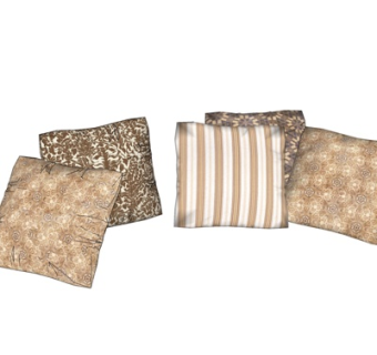 现代布艺印花抱枕su模型