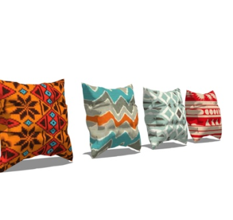 现代布艺印花抱枕su模型