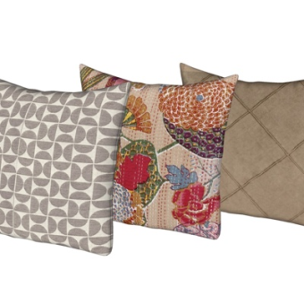 现代布艺印花抱枕su模型