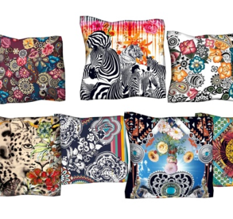 现代布艺印花抱枕su模型