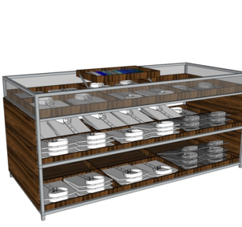 现代玻璃餐边柜su模型