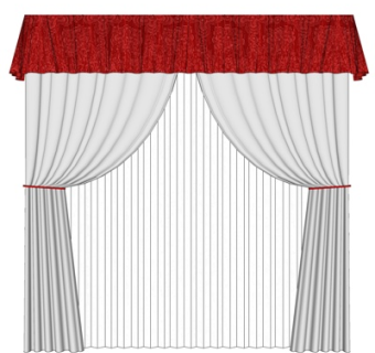 现代布艺窗帘su模型