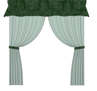 现代布艺窗帘su模型
