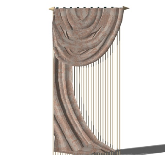 现代布艺窗帘su模型