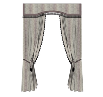 欧式布艺窗帘su模型