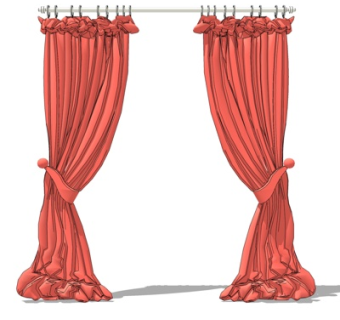 现代布艺窗帘su模型