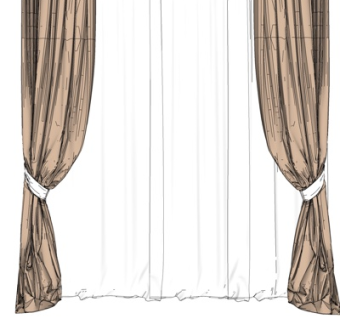 现代布艺窗帘su模型