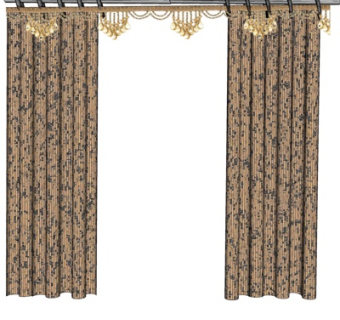 现代布艺窗帘su模型