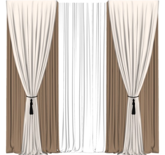 现代布艺窗帘su模型