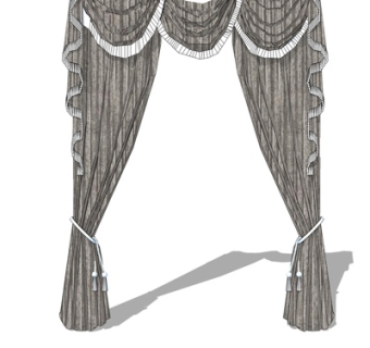 欧式布艺窗帘su模型