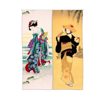 日式布艺挂帘su模型