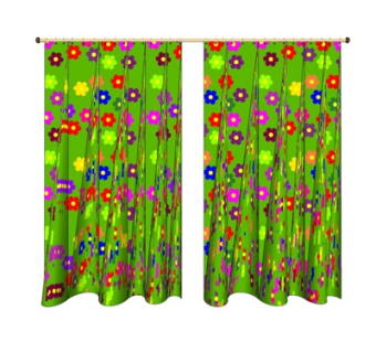 现代布艺印花窗帘su模型