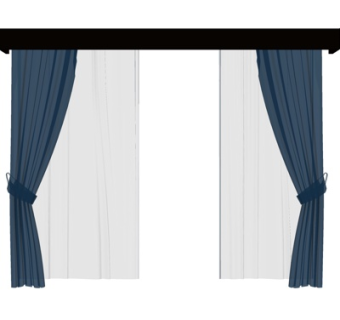 现代布艺窗帘su模型