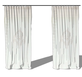 现代布艺窗帘su模型