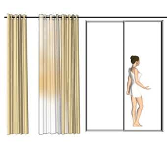 现代布艺窗帘su模型