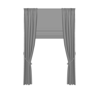 现代布艺窗帘su模型