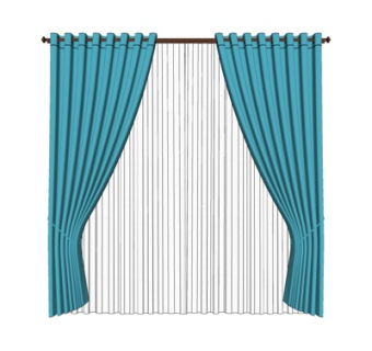 现代布艺窗帘su模型