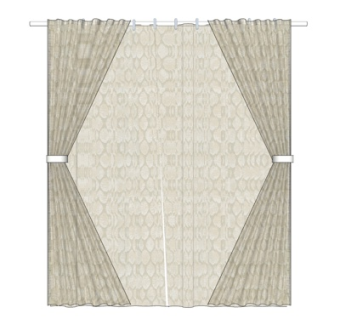 现代布艺窗帘su模型