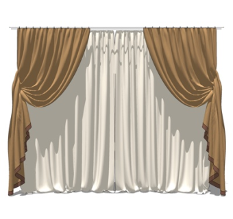 现代布艺窗帘su模型