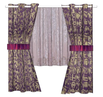 现代布艺窗帘su模型