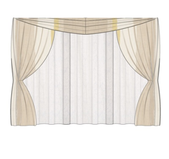 现代布艺窗帘su模型