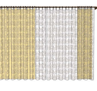 现代布艺窗帘su模型