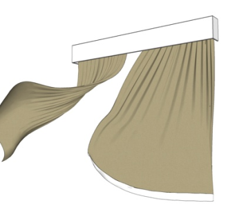 现代布艺窗帘su模型