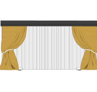 现代布艺窗帘su模型