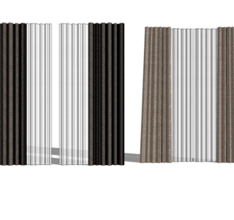 现代布艺窗帘su模型