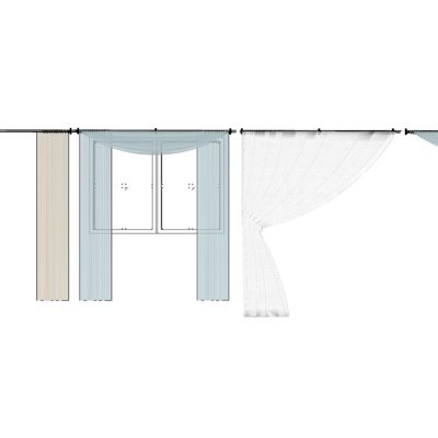 现代布艺窗帘su模型