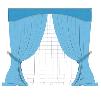 现代布艺窗帘su模型