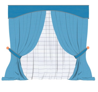 现代布艺窗帘su模型