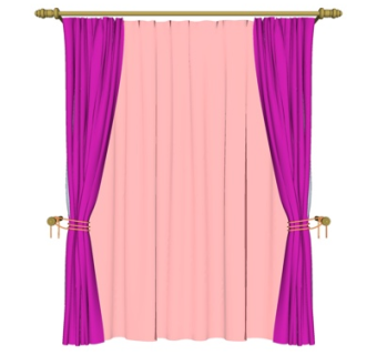 现代布艺窗帘su模型