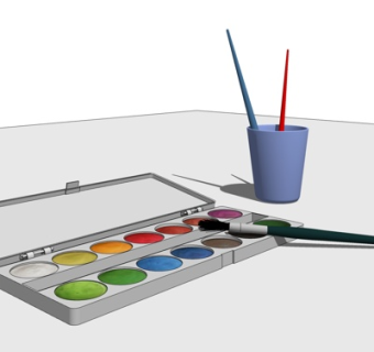 现代水彩su模型