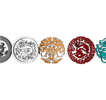 中式龙形雕花su模型