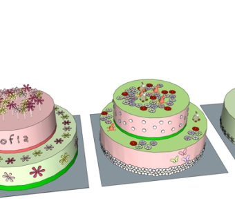 现代生日蛋糕su模型