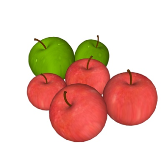 现代青苹果红苹果su模型