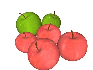 现代青苹果红苹果su模型