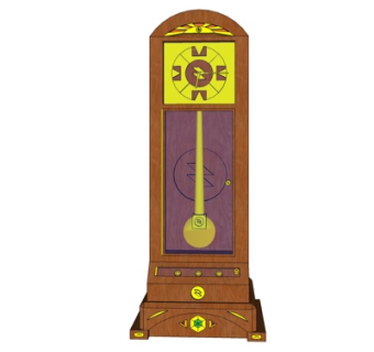 欧式实木落地钟表su模型