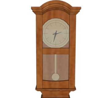 欧式实木落地钟表su模型