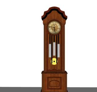 欧式实木落地钟表su模型