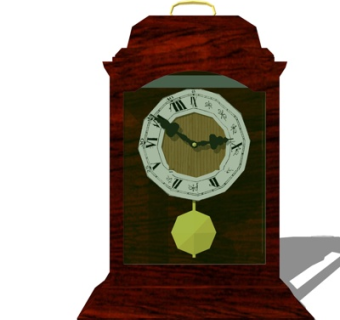 欧式实木落地钟表su模型