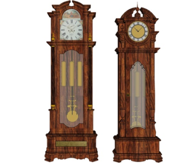 欧式实木落地钟表su模型