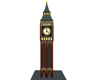 欧式实木落地钟表su模型