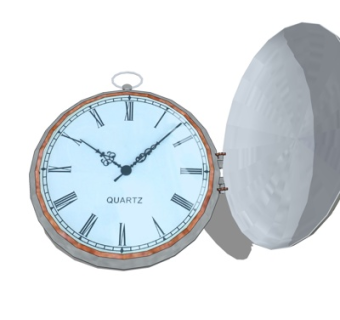 欧式圆形挂钟su模型