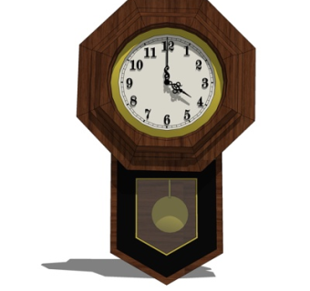 现代实木落地钟表su模型