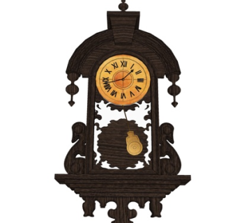 欧式实木落地钟表su模型