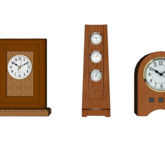 现代实木落地钟表su模型