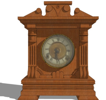 欧式实木落地钟表su模型